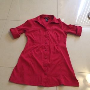 Red shirt dress